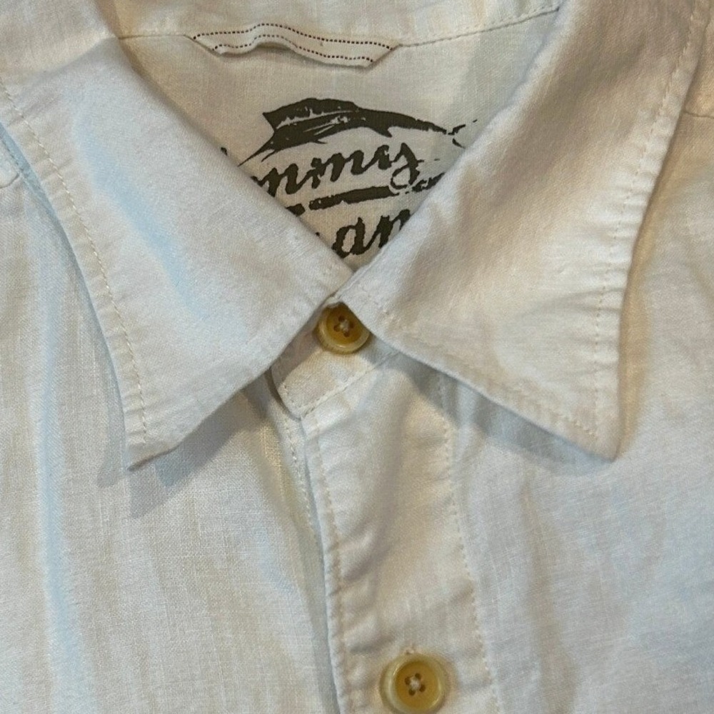 Tommy Bahama Button Down Shirt XL Mens White 100% Linen Parrot Bird Long Sleeve